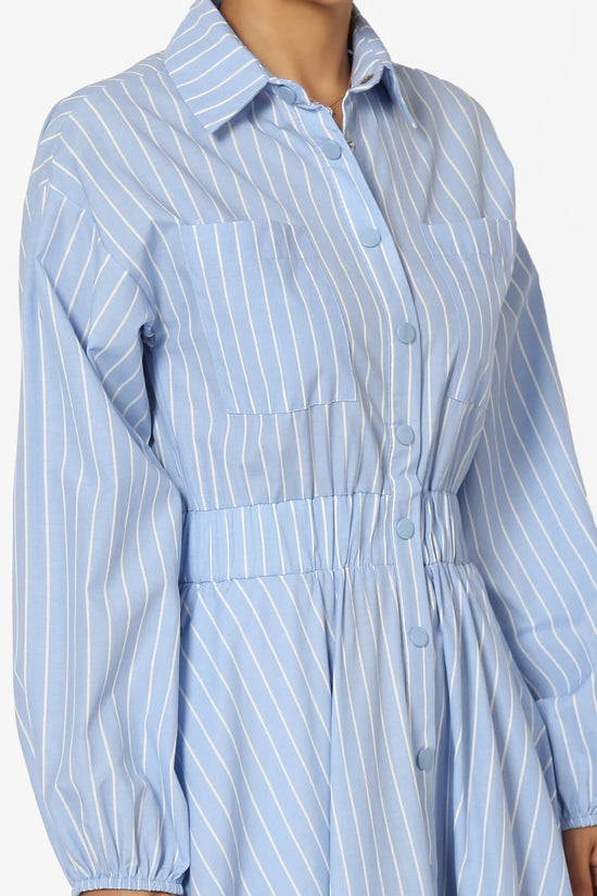 Raffia Button Down Long Shirt Dress LIGHT BLUE_5