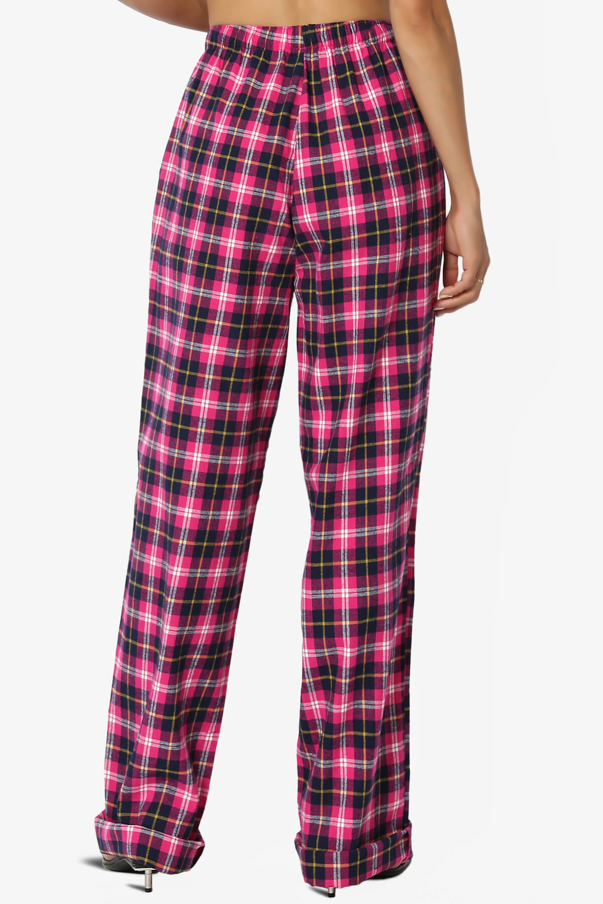 Load image into Gallery viewer, Reyanne Plaid Cotton Wide Leg Lounge Pants HOT PINK_2
