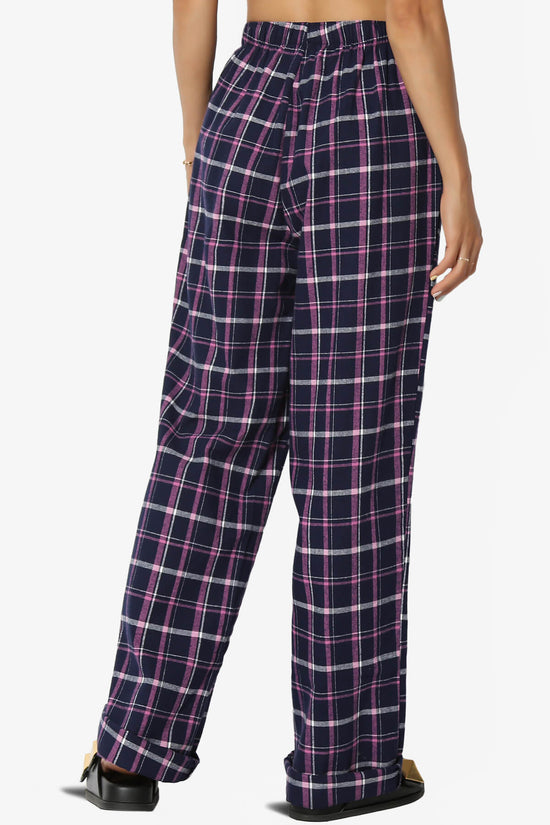 Load image into Gallery viewer, Reyanne Plaid Cotton Wide Leg Lounge Pants NAVY_2
