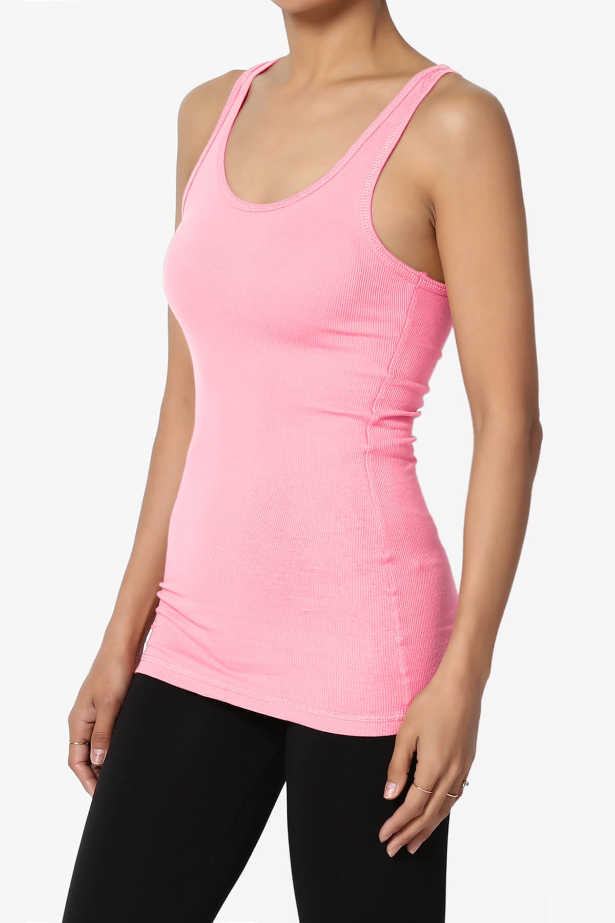 Roxie Racerback Ribbed Tank Top BRIGHT PINK_3