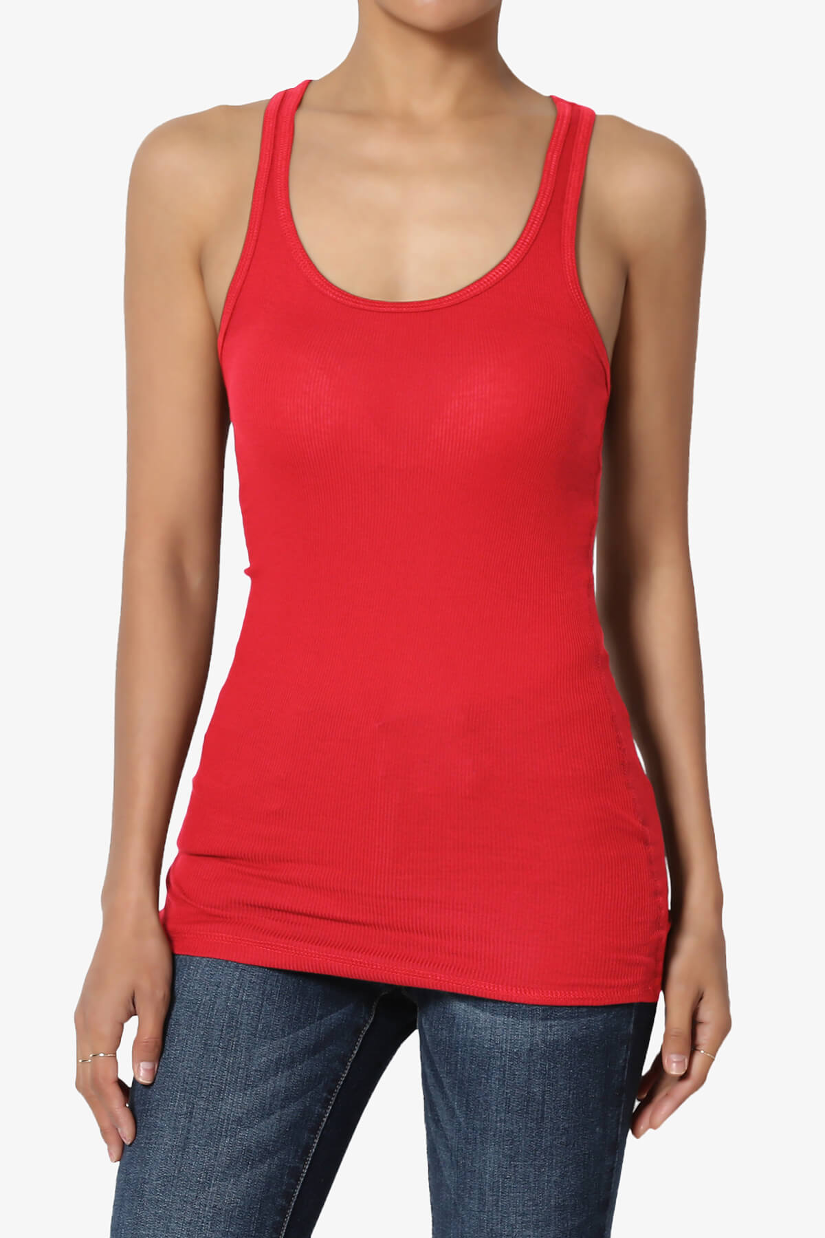 Roxie Racerback Ribbed Tank Top RED_1