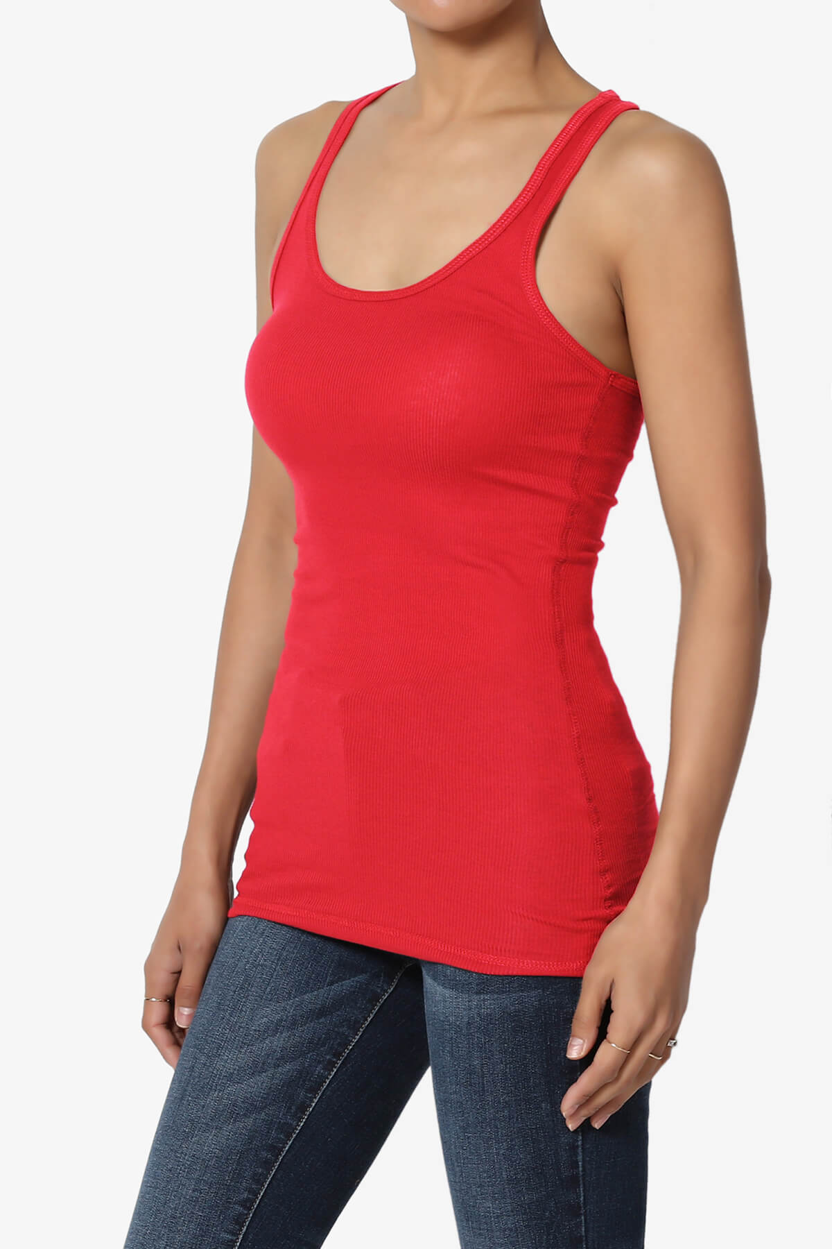 Roxie Racerback Ribbed Tank Top RED_3