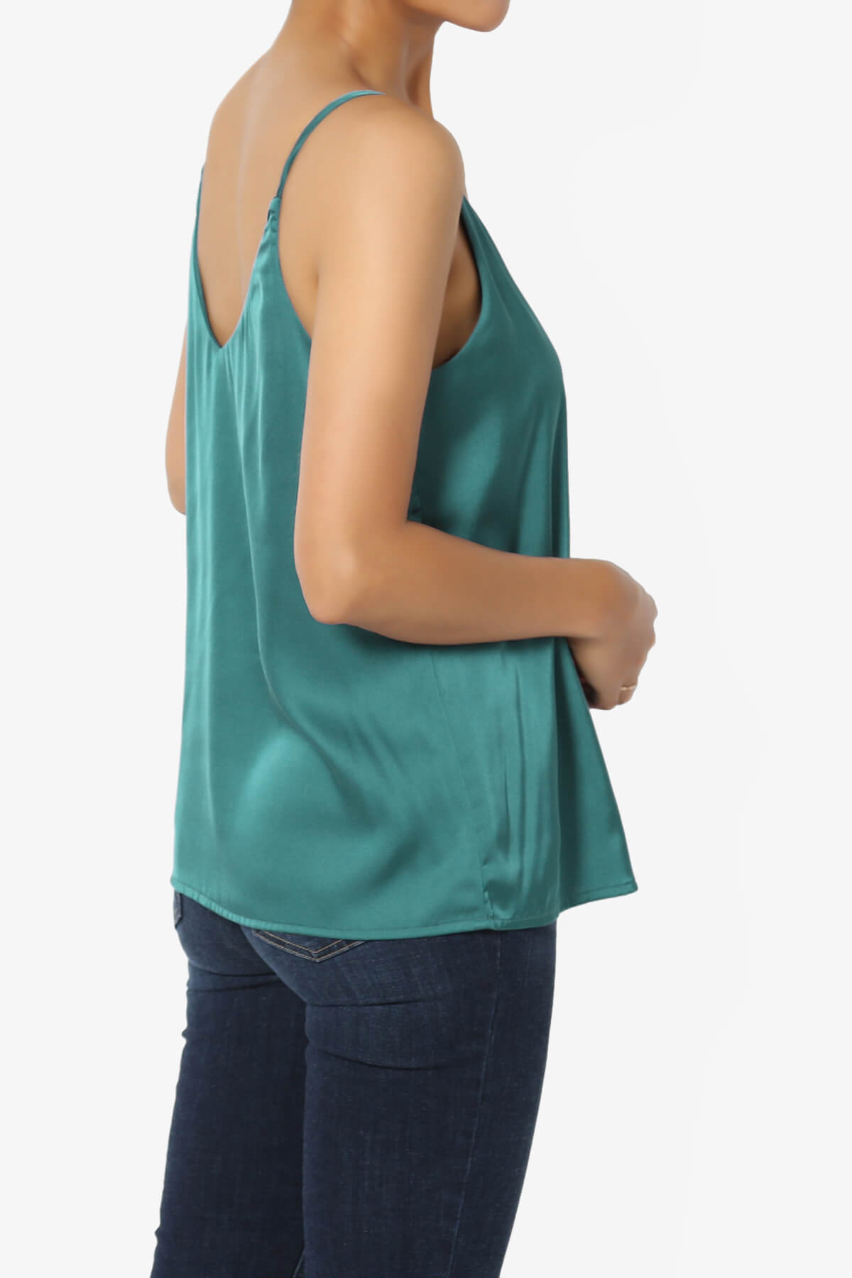 Load image into Gallery viewer, Rozlyn Silky Satin Camisole Top DUSTY TEAL_4
