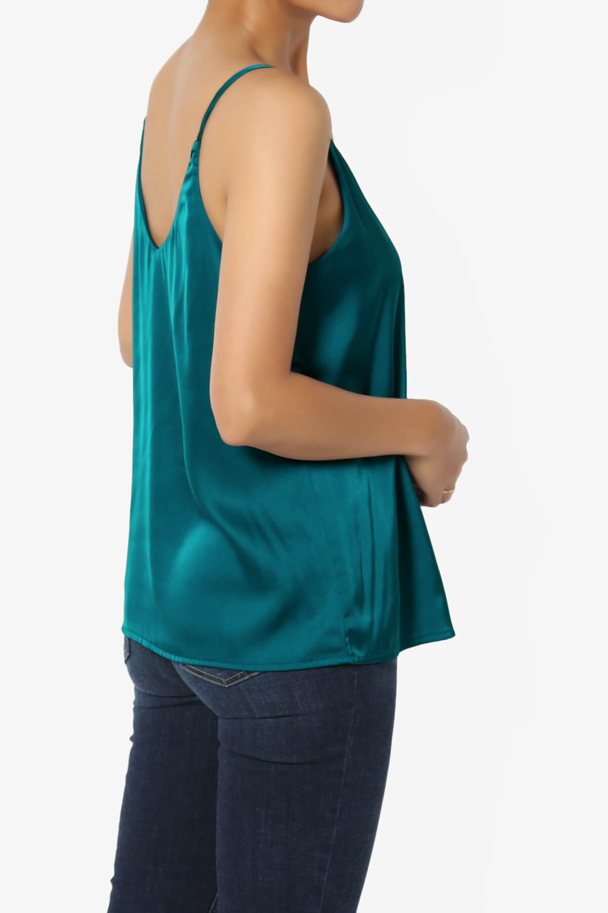 Rozlyn Silky Satin Camisole Top TEAL_4