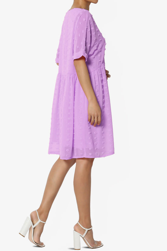 Sandra Swiss Dot Short Sleeve Babydoll Dress BRIGHT LAVENDER_4