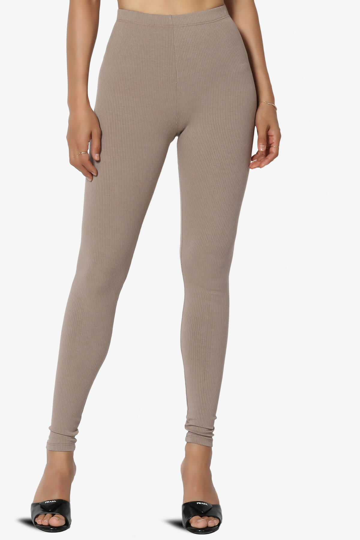 Santana Ribbed High Waist Ankle Leggings MOCHA_1