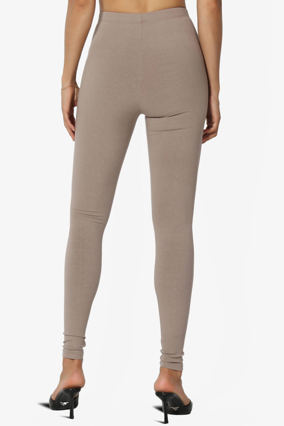 Santana Ribbed High Waist Ankle Leggings MOCHA_2