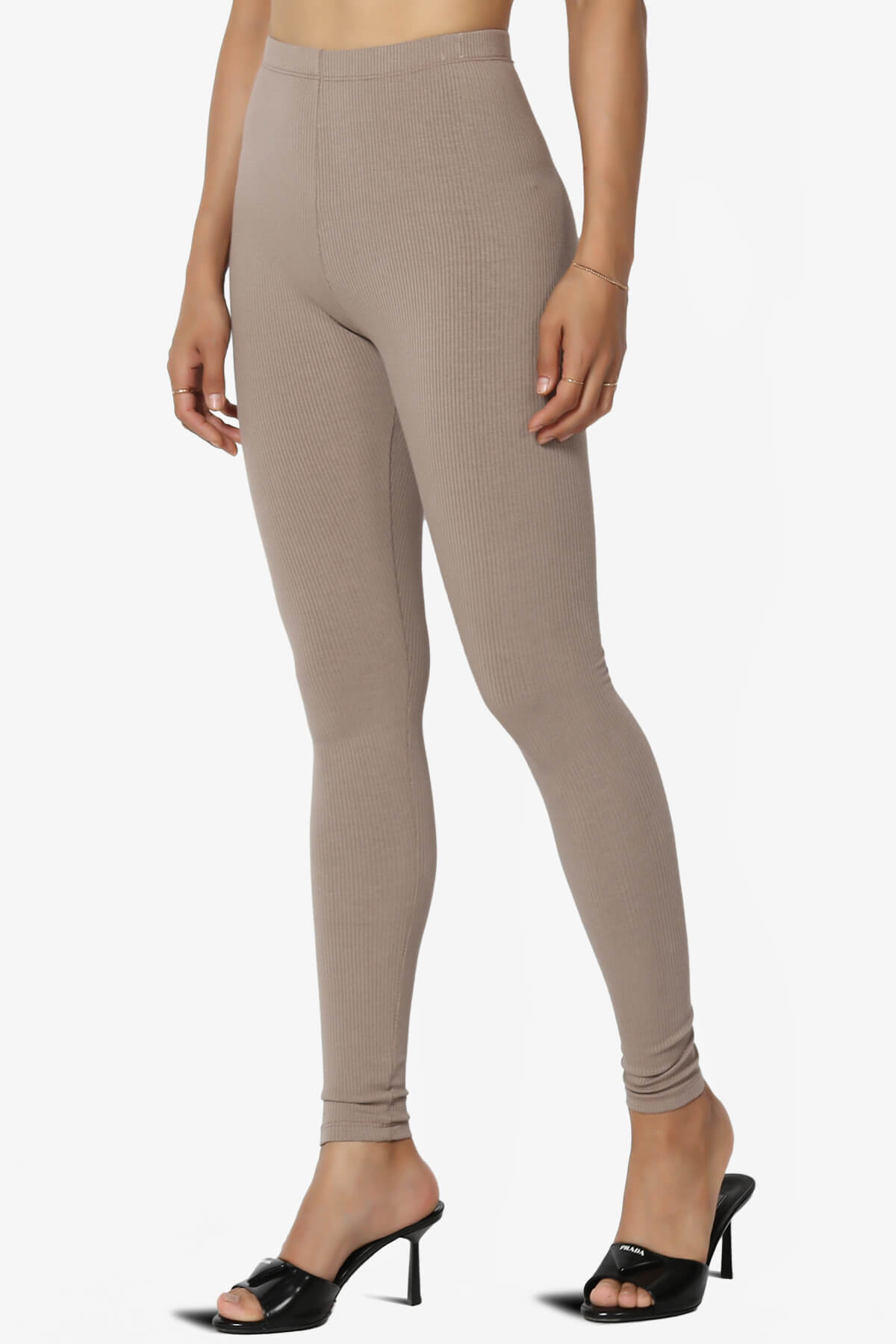 Santana Ribbed High Waist Ankle Leggings MOCHA_3