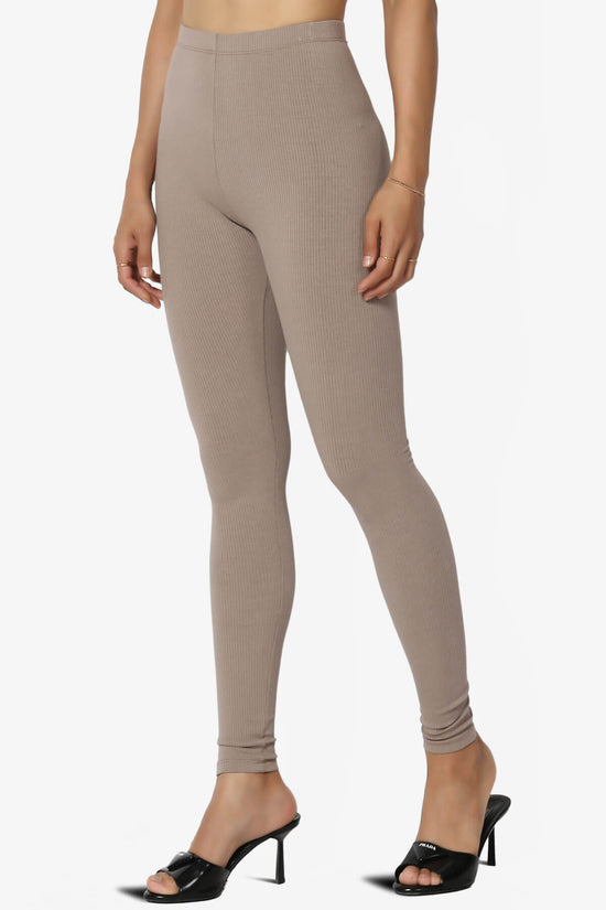 Santana Ribbed High Waist Ankle Leggings MOCHA_3