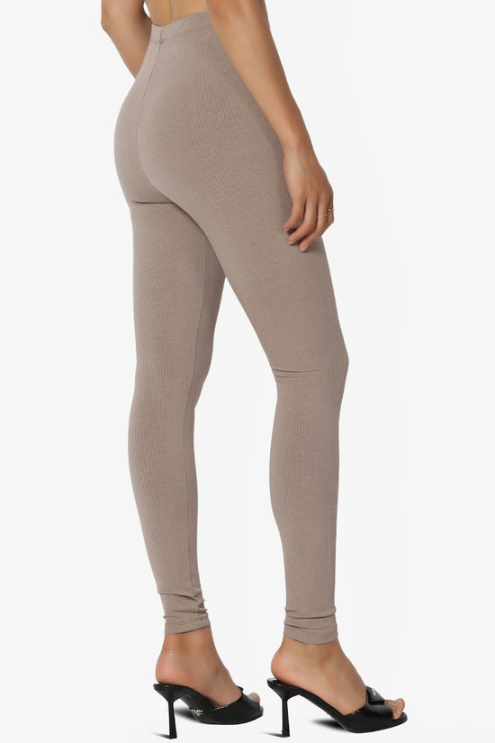 Santana Ribbed High Waist Ankle Leggings MOCHA_4