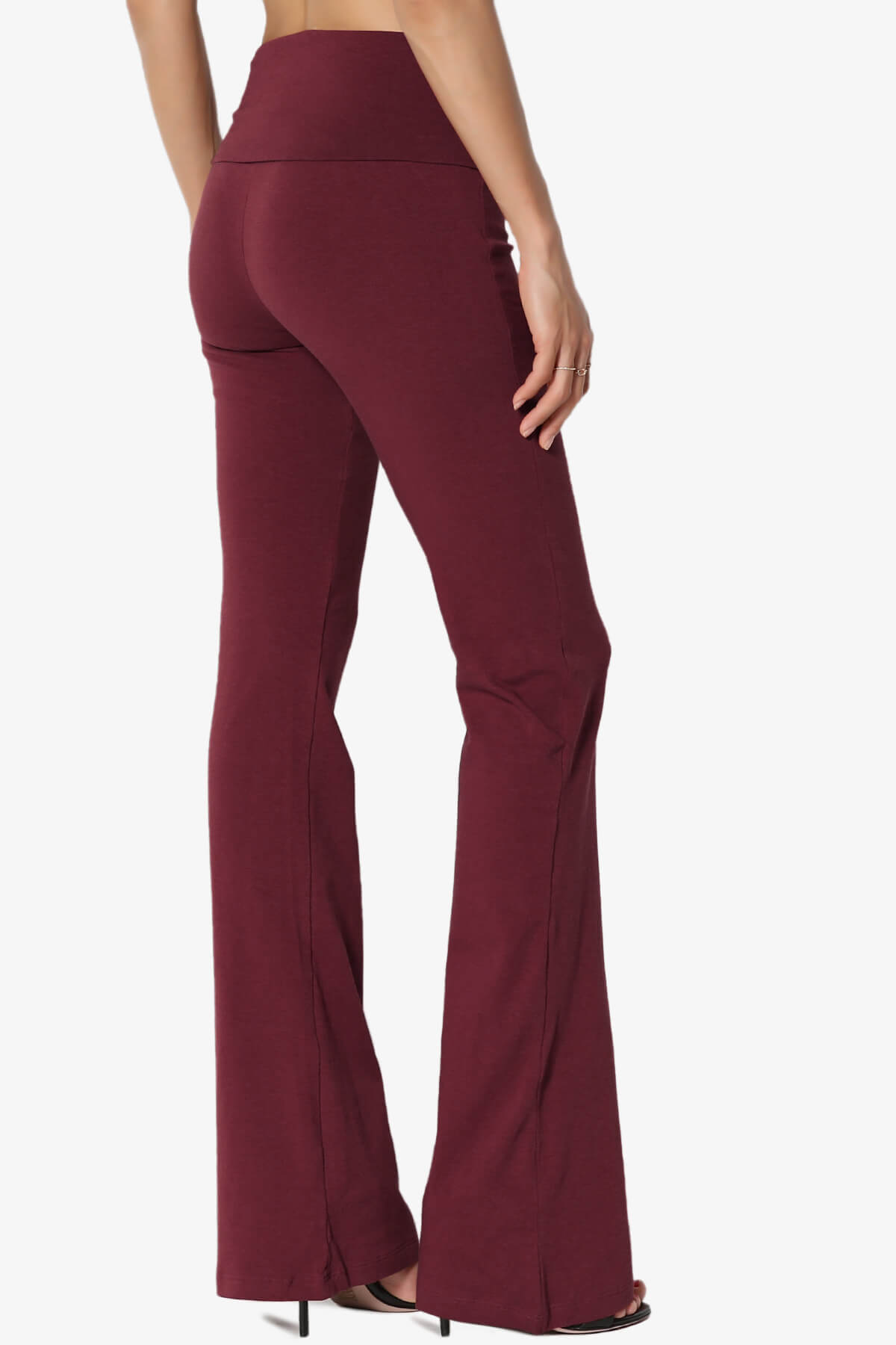 Sara Foldover Waist Yoga Pants DARK BURGUNDY_4