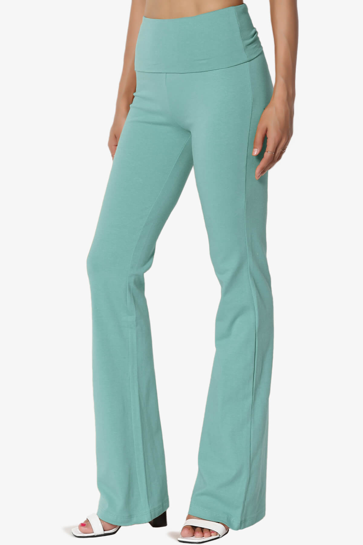 Sara Foldover Waist Yoga Pants DUSTY TEAL_3