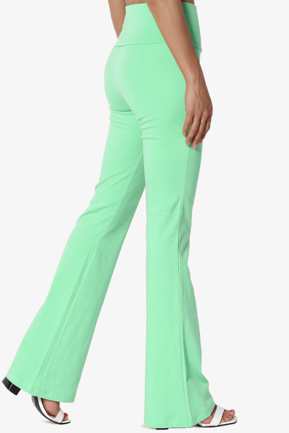 Sara Foldover Waist Yoga Pants GREEN MINT_4