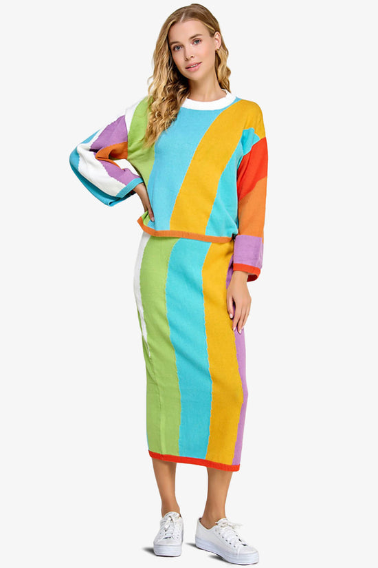 Shereen Intarsia Sweater Midi Skirt MULTI COLOR_5