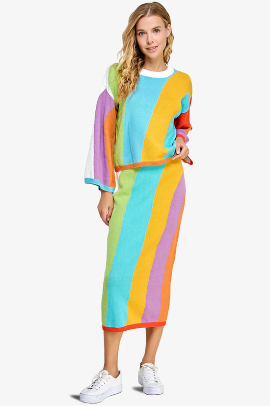 Load image into Gallery viewer, Shereen Intarsia Sweater Midi Skirt MULTI COLOR_6
