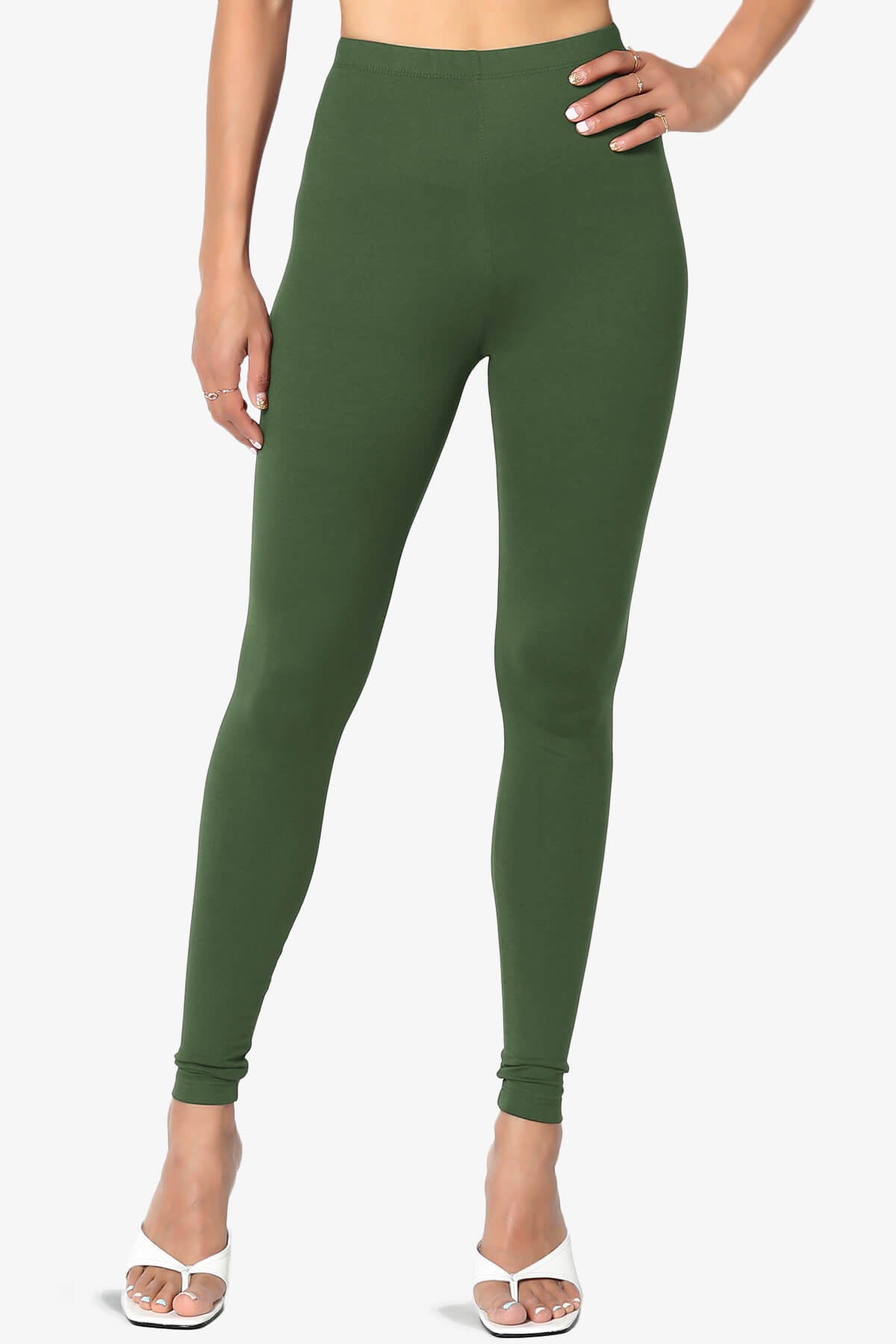 Slimmer Super Soft Comfort Ankle Leggings ARMY GREEN_1