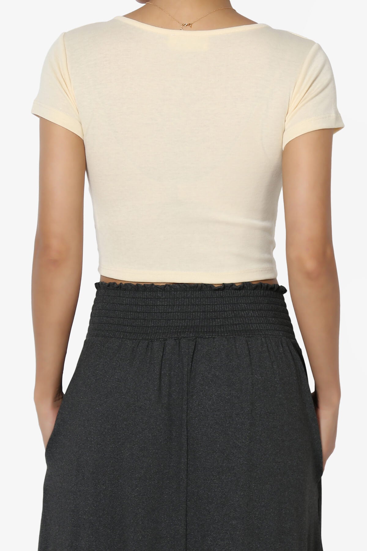 Solly Square Neck Short Sleeve Crop T-Shirt CREAM_2