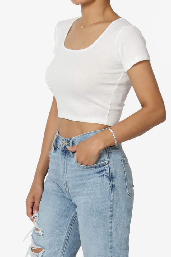 Solly Square Neck Short Sleeve Crop T-Shirt WHITE_3