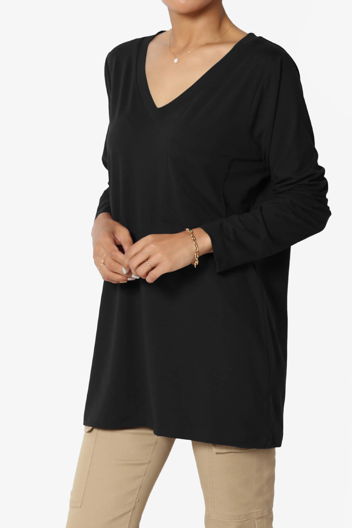 Susan Ultra Soft Chest Pocket Loose Fit T-Shirt BLACK_3