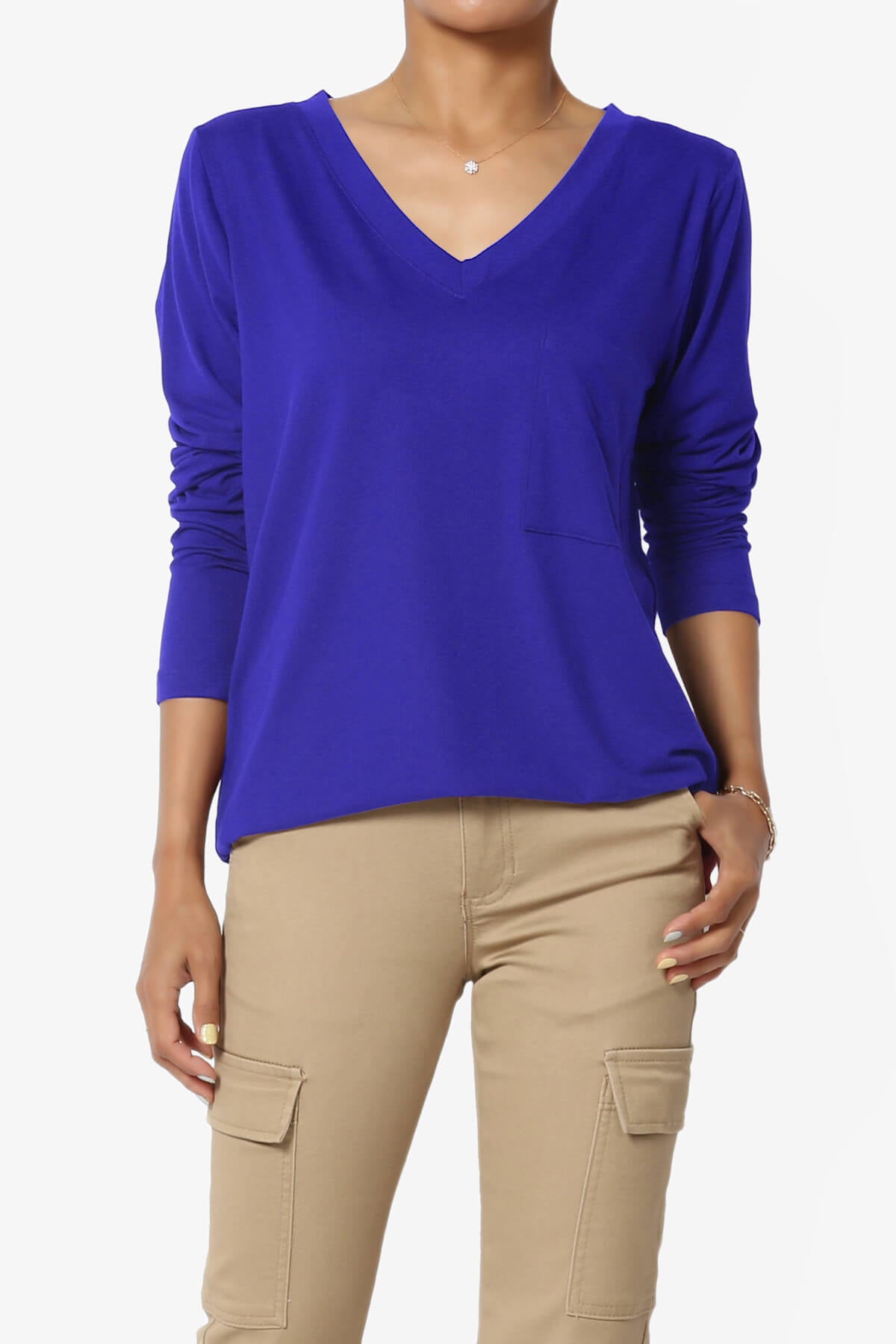 Susan Ultra Soft Chest Pocket Loose Fit T-Shirt BRIGHT BLUE_1