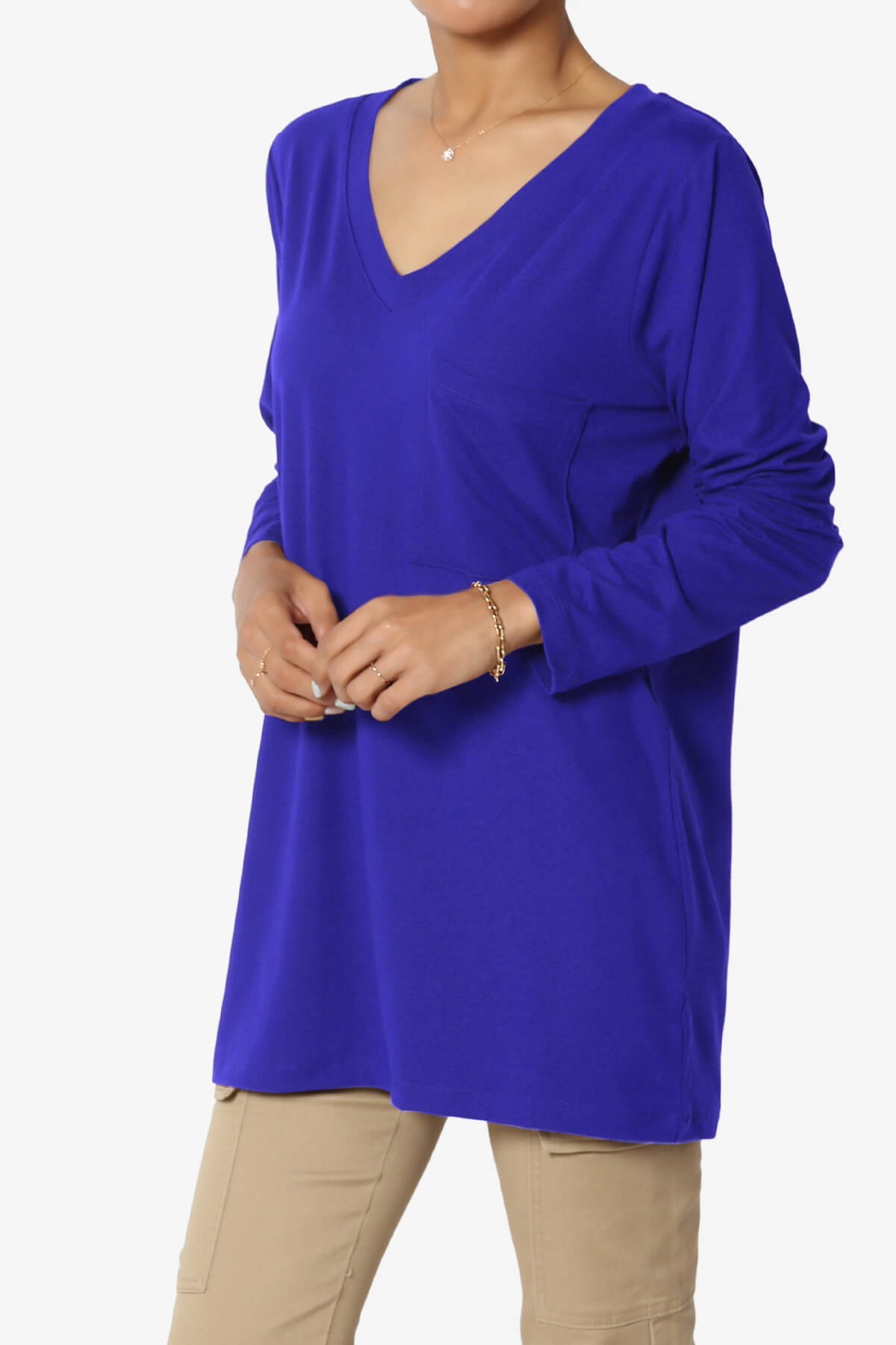 Susan Ultra Soft Chest Pocket Loose Fit T-Shirt BRIGHT BLUE_3