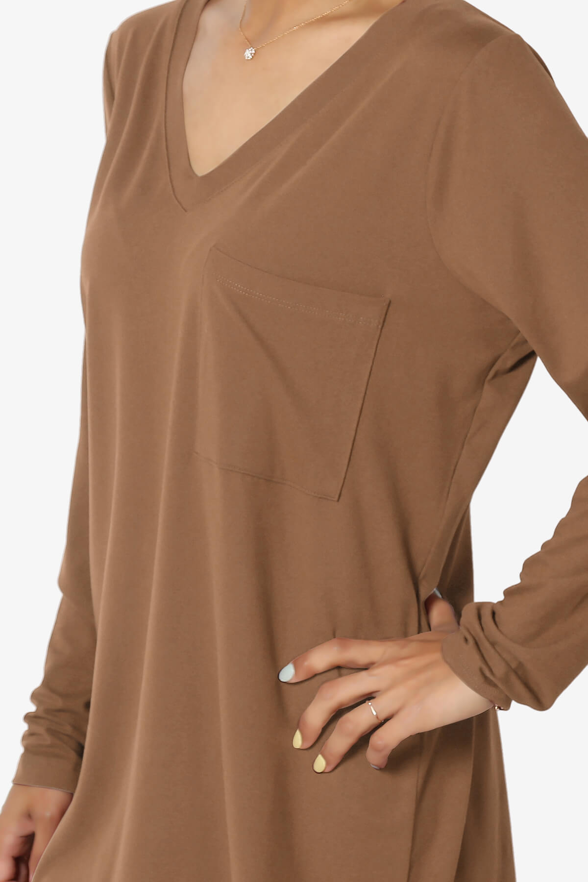 Susan Ultra Soft Chest Pocket Loose Fit T-Shirt DEEP CAMEL_5