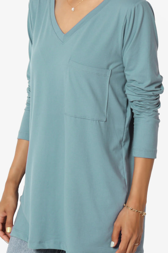 Load image into Gallery viewer, Susan Ultra Soft Chest Pocket Loose Fit T-Shirt DUSTY BLUE_5
