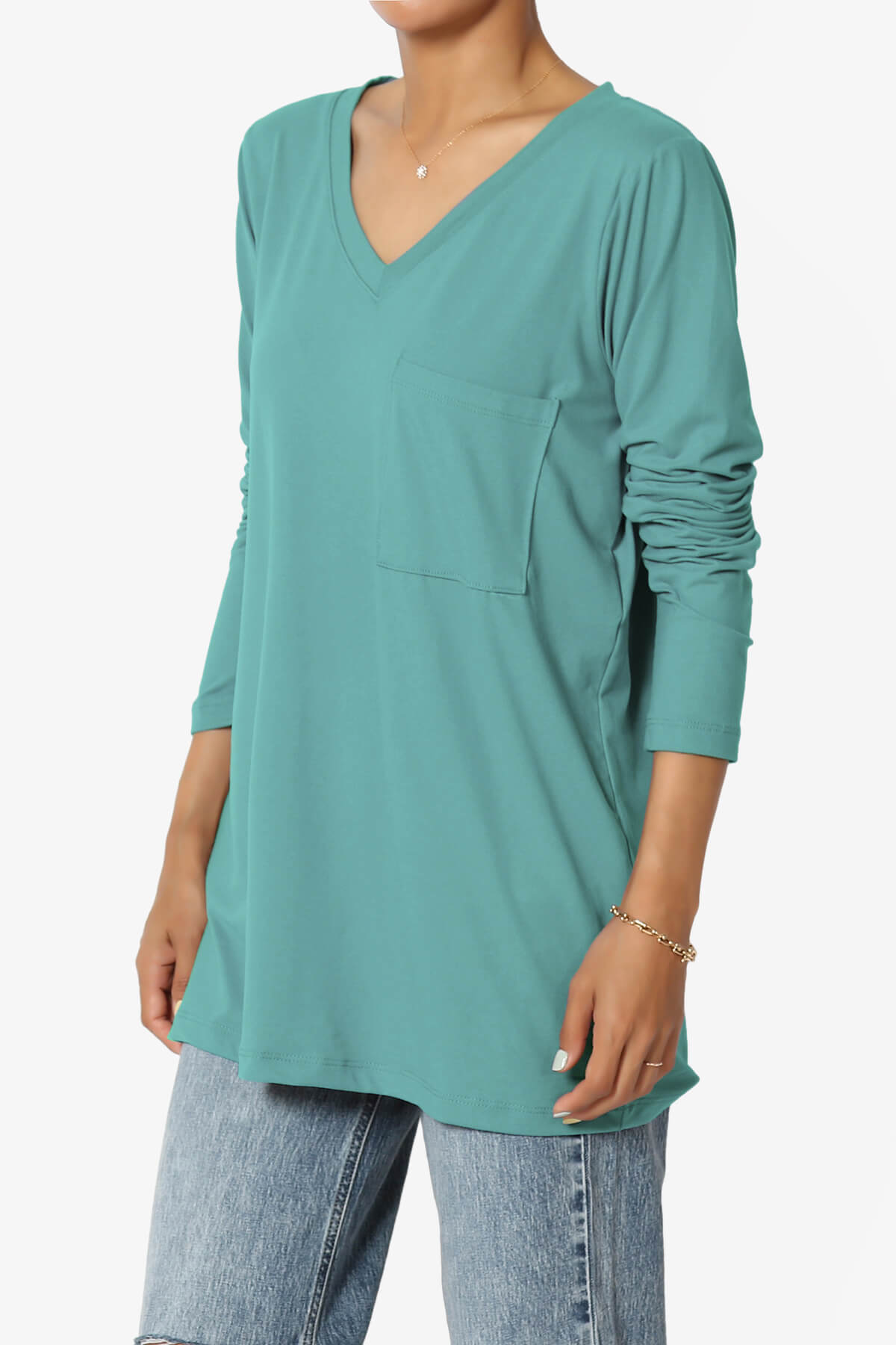 Susan Ultra Soft Chest Pocket Loose Fit T-Shirt DUSTY TEAL_3