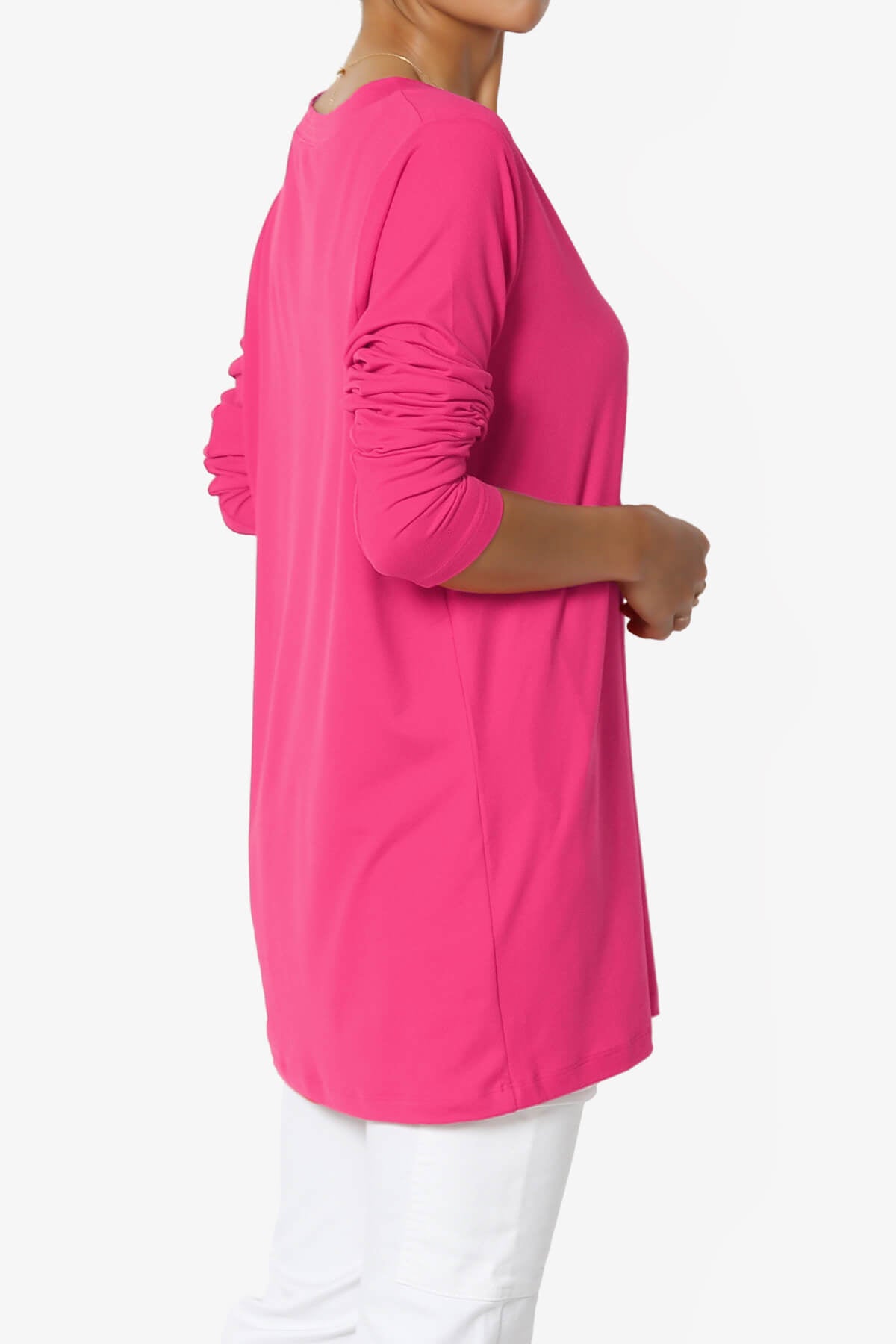 Load image into Gallery viewer, Susan Ultra Soft Chest Pocket Loose Fit T-Shirt FUCHSIA_4
