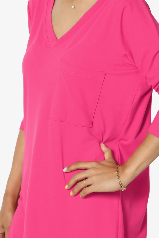 Load image into Gallery viewer, Susan Ultra Soft Chest Pocket Loose Fit T-Shirt FUCHSIA_5
