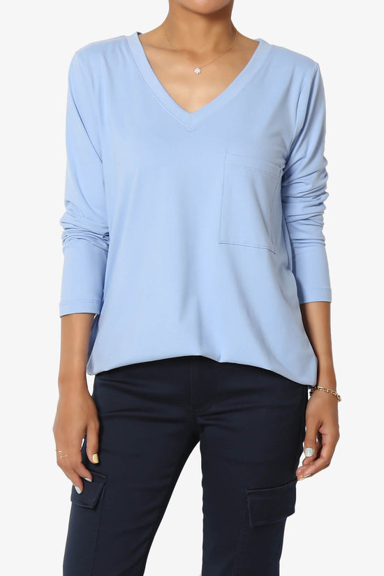 Susan Ultra Soft Chest Pocket Loose Fit T-Shirt LIGHT BLUE_1