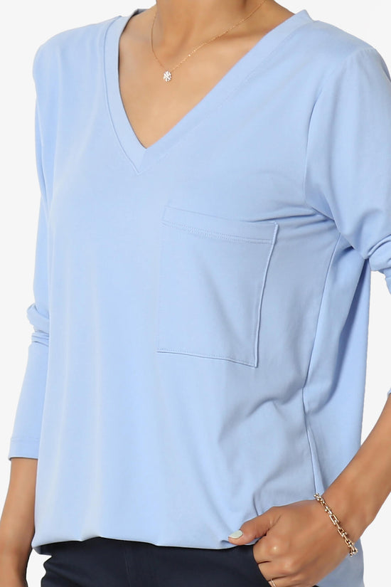 Susan Ultra Soft Chest Pocket Loose Fit T-Shirt LIGHT BLUE_5
