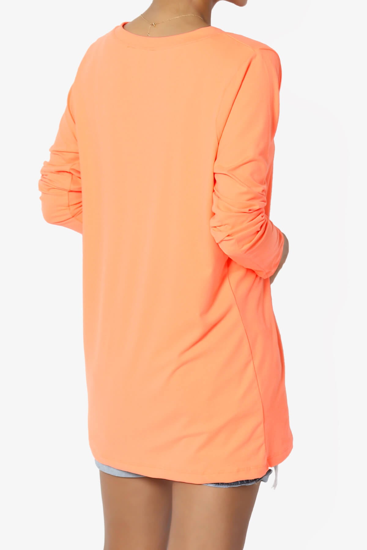 Susan Ultra Soft Chest Pocket Loose Fit T-Shirt NEON CORAL_4