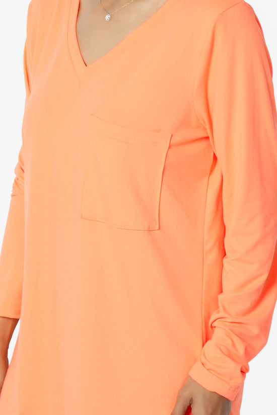 Susan Ultra Soft Chest Pocket Loose Fit T-Shirt NEON CORAL_5