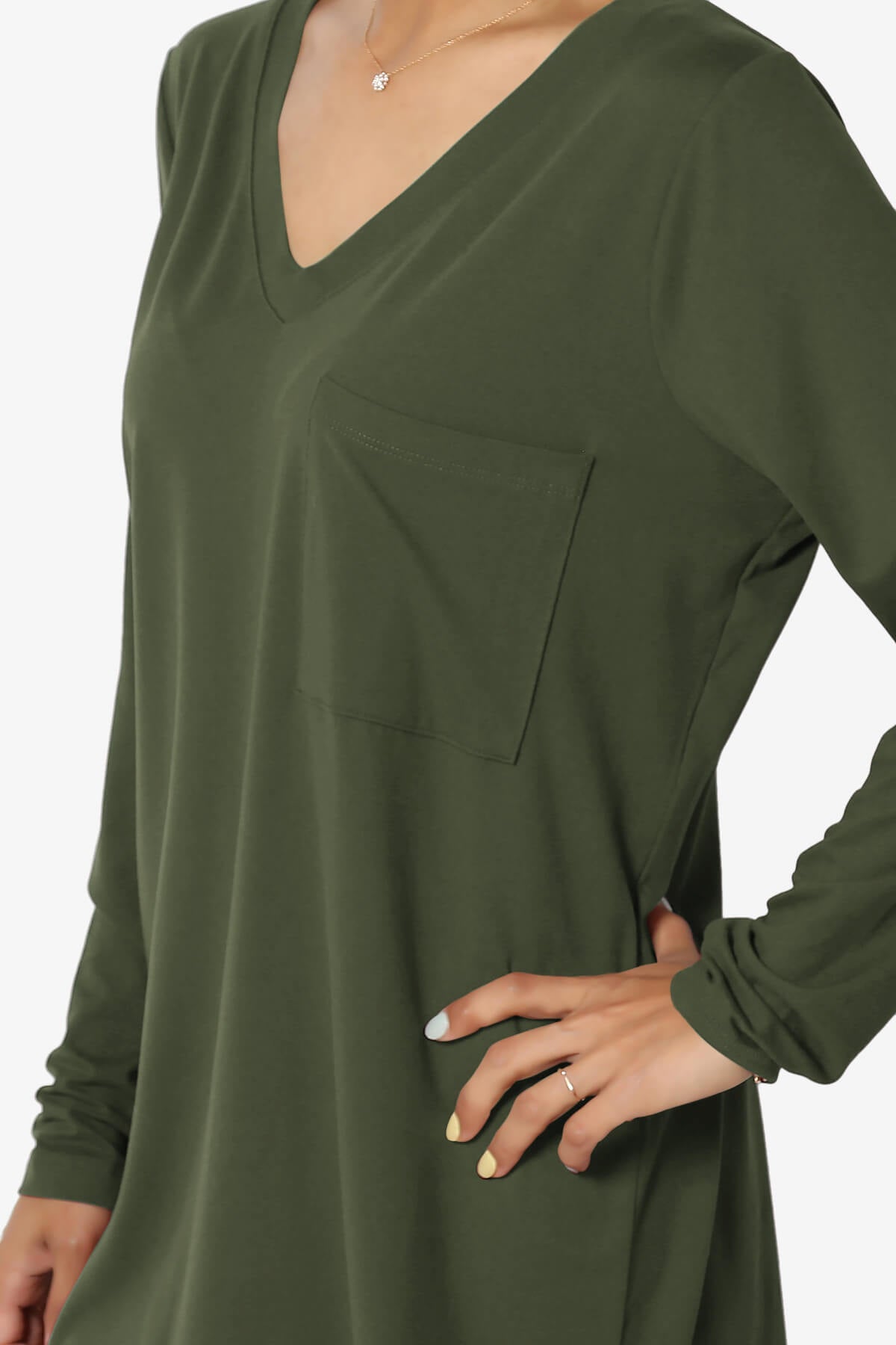 Load image into Gallery viewer, Susan Ultra Soft Chest Pocket Loose Fit T-Shirt OLIVE_5
