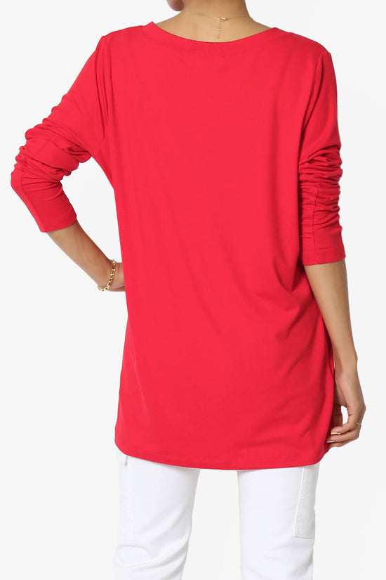 Susan Ultra Soft Chest Pocket Loose Fit T-Shirt RED_2