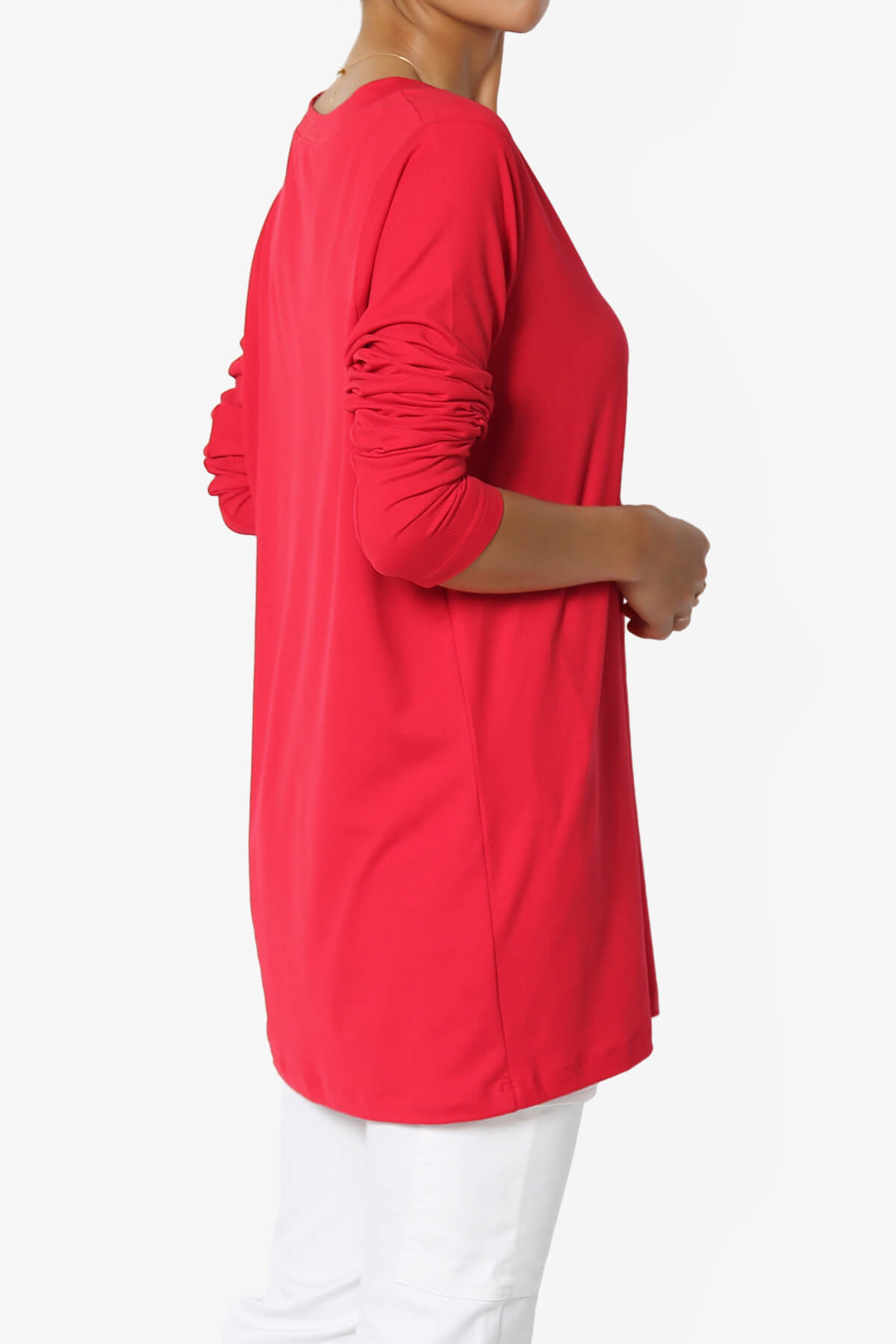 Susan Ultra Soft Chest Pocket Loose Fit T-Shirt RED_4
