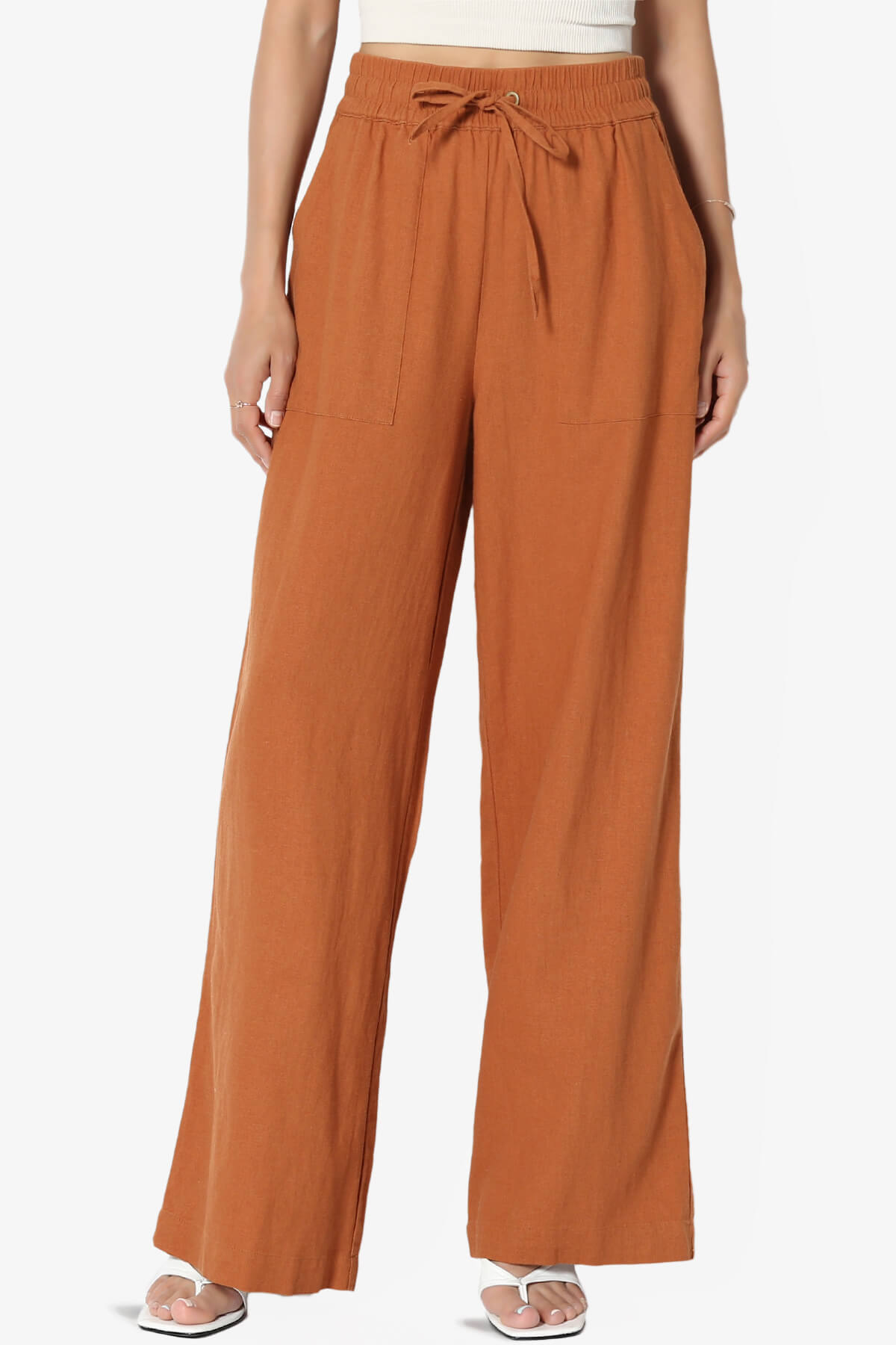 women Solid Drawstring Waist Wide Leg Pants women (Color : Burnt Orange,  Size : XS) : Buy Online at Best Price in KSA - Souq is now :  Fashion
