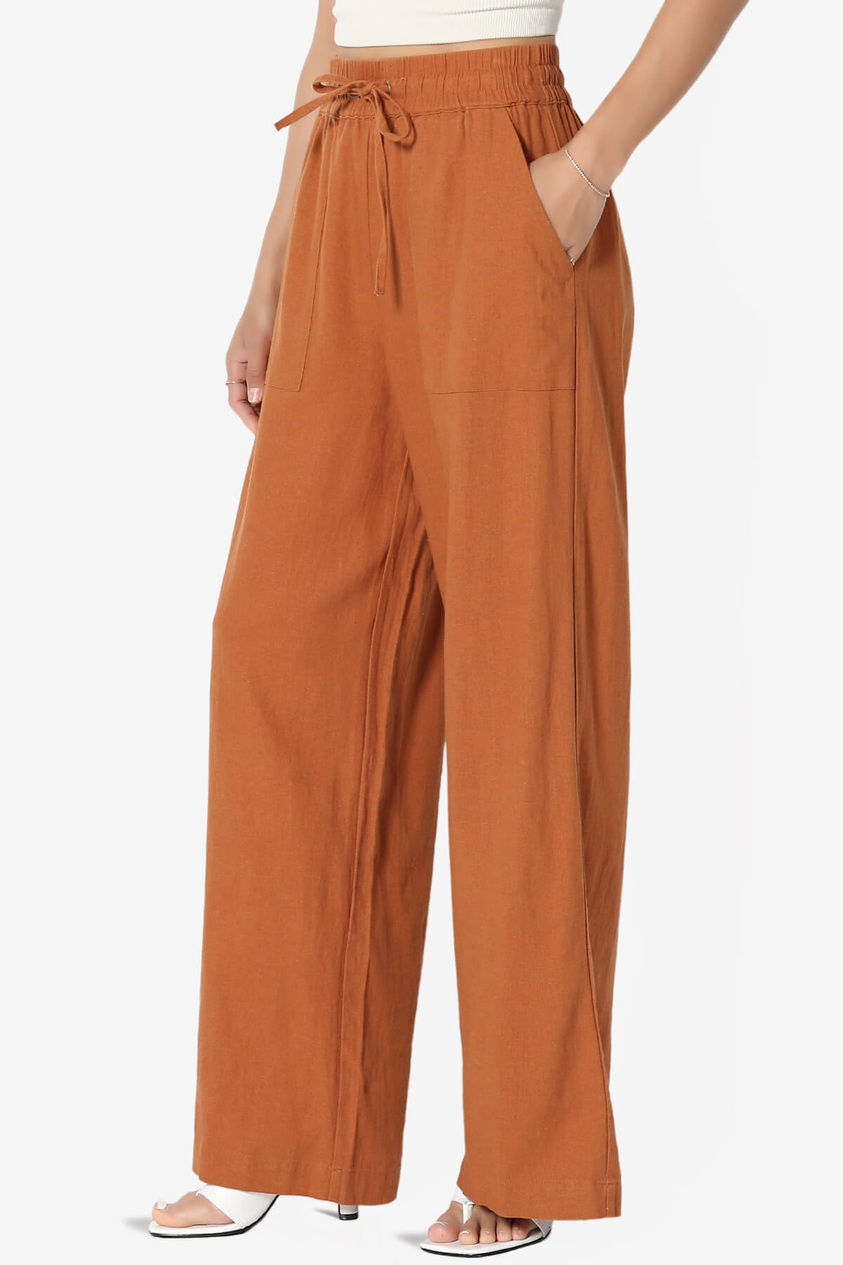 Load image into Gallery viewer, Swisher Drawstring Linen Pants ALMOND_3
