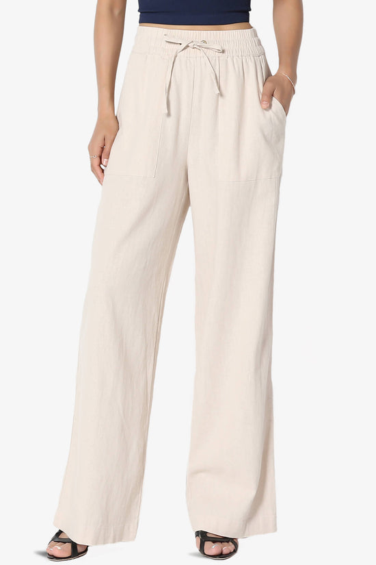 Load image into Gallery viewer, Swisher Drawstring Linen Pants TAUPE_1
