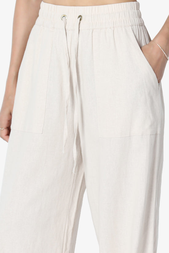 Load image into Gallery viewer, Swisher Drawstring Linen Pants TAUPE_5
