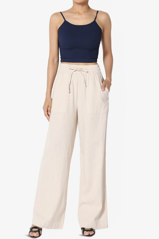 Load image into Gallery viewer, Swisher Drawstring Linen Pants TAUPE_6
