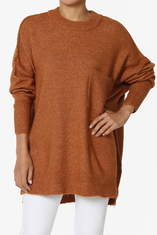 Taryn Oversized Crew Neck Pullover Sweater ALMOND_1