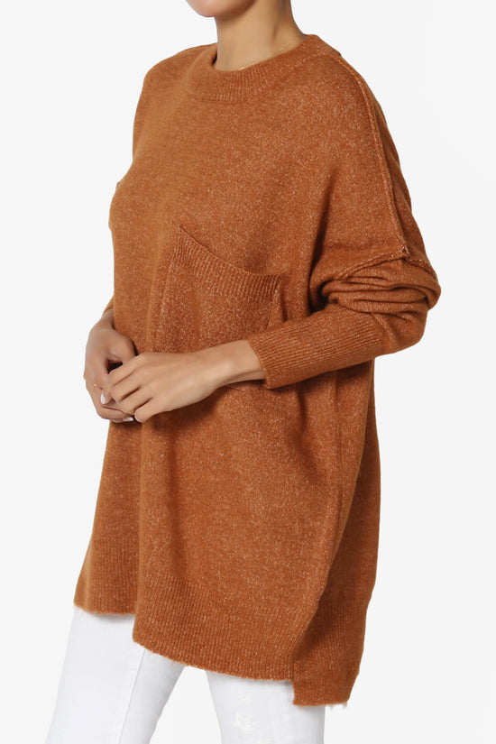 Taryn Oversized Crew Neck Pullover Sweater ALMOND_3