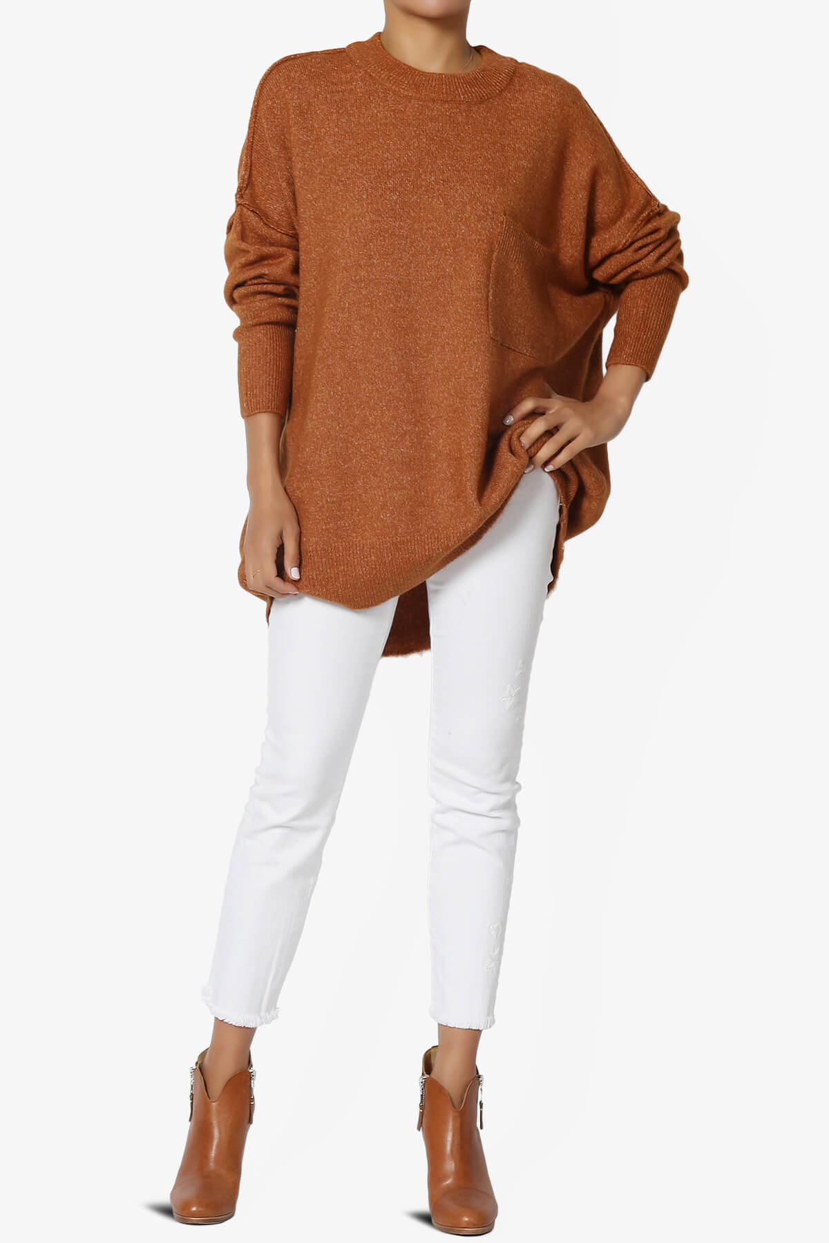 Taryn Oversized Crew Neck Pullover Sweater ALMOND_6