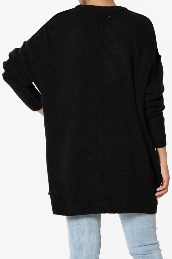 Taryn Oversized Crew Neck Pullover Sweater BLACK_2