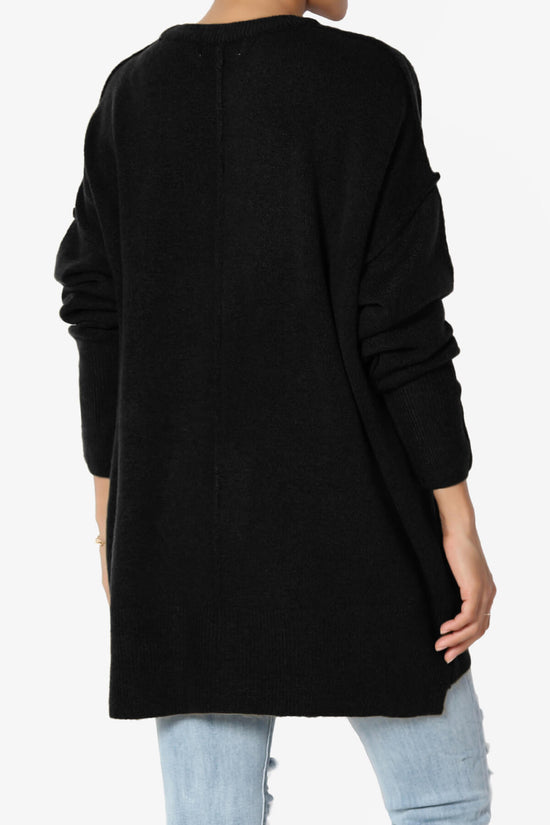 Taryn Oversized Crew Neck Pullover Sweater BLACK_4