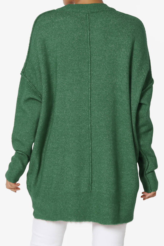 Taryn Oversized Crew Neck Pullover Sweater DARK GREEN_2