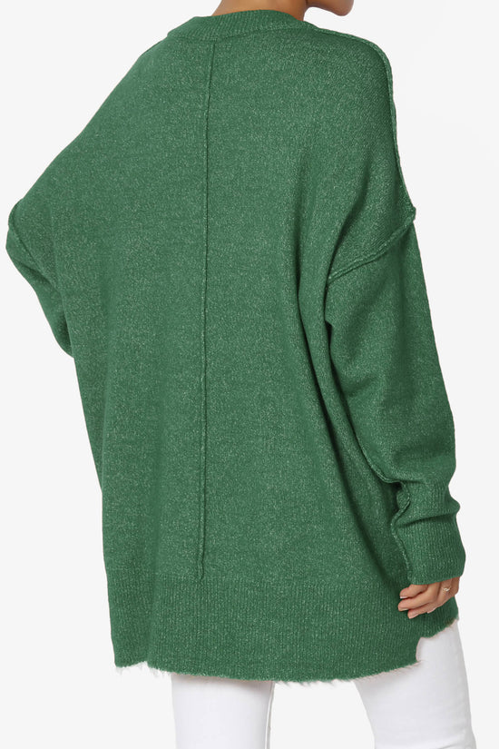 Taryn Oversized Crew Neck Pullover Sweater DARK GREEN_4