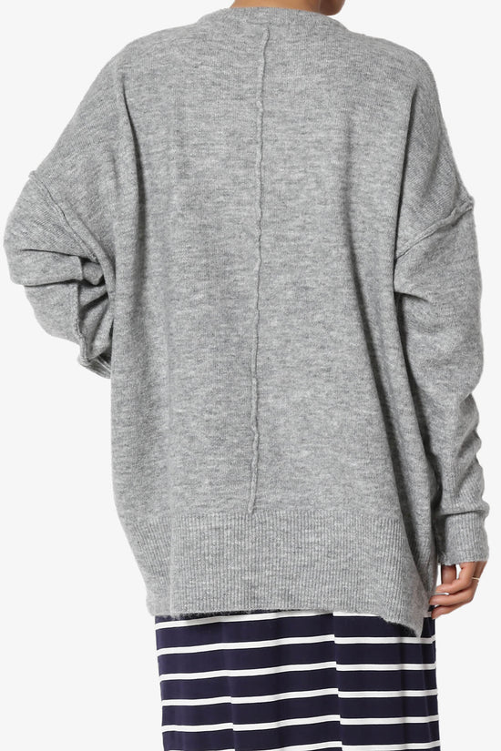 Taryn Oversized Crew Neck Pullover Sweater HEATHER GREY_2